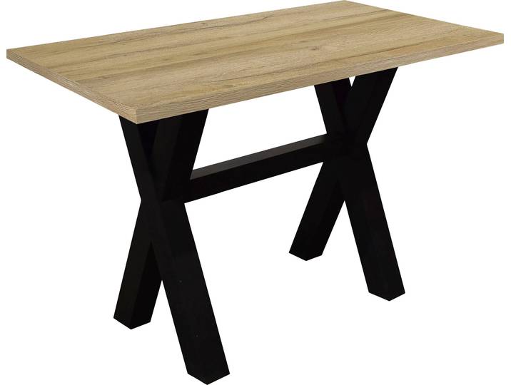 Bartisch MÄUSBACHER, braun (schwarzstahl, alteichefarben, schwarzstahl), B:140cm H:105cm T:70cm, Tische, Bartisch, Gestell in X-Form (Breite 120, 140 oder 160 cm)