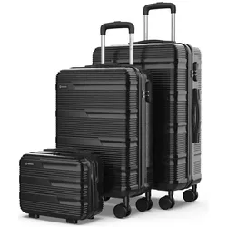Numada 3 piece black suitcase set, 12", 20" y 24", Koffer, Schwarz
