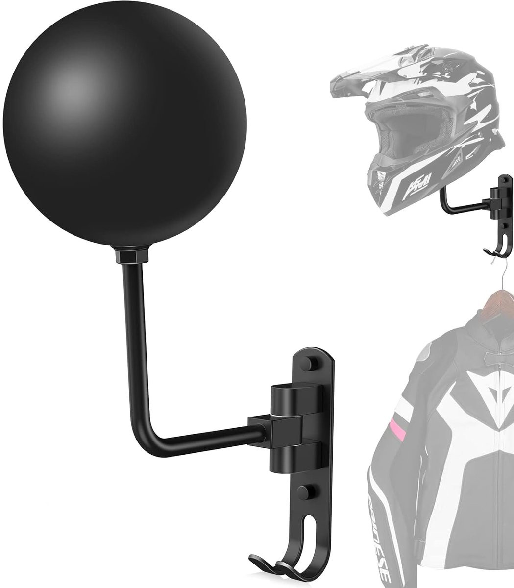 Zwarte Helmhouder Wandsteun voor Motorhelmen, Fietshelmen en Baseballhelmen