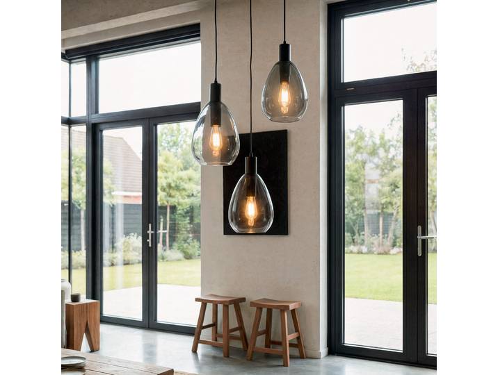 BASE Hanglamp Aislynn 3-lamps, Glas - Smoke
