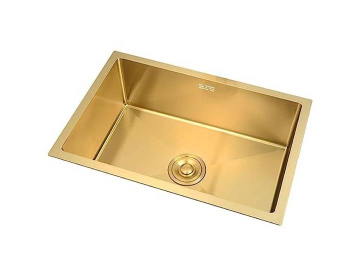 Goldene Küchenspüle Spüle Aus Edelstahl 304 Unterbauspüle Barspüle Goldene Spüle Große Einzelspüle (S : 68X43X21CM)
