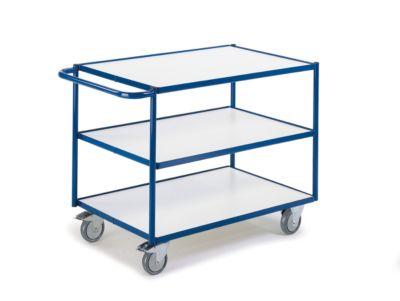 ESD-Tischwagen mit waagerechten Schiebebügeln, 3 Etagen, 990 x 590 mm