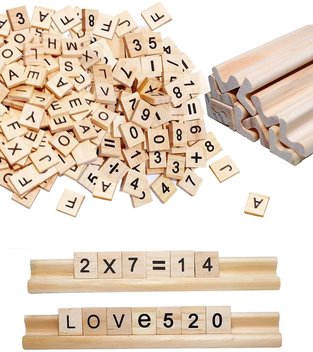 Dailygoods Houten Letters Set - 300 Stuks - Alfabet A-Z voor DIY Decoratie en Knutselen