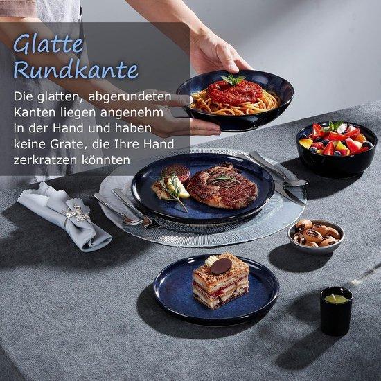 Servierset für 6 Personen - Universum Blau - 24-teiliges Steingut-Serviceteil mit Tellern und Müslischalen - für gemütliches Essen