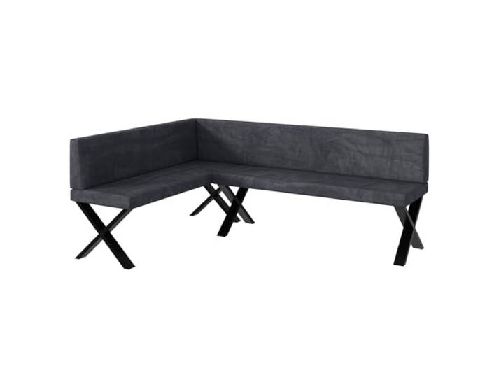 MEBLINI Eckbank für Esszimmer - Küchenbank - Essecke - Sitzecke Küche - Toni - X-Beine 142x196x87cm Links - Dunkelgrau Samt