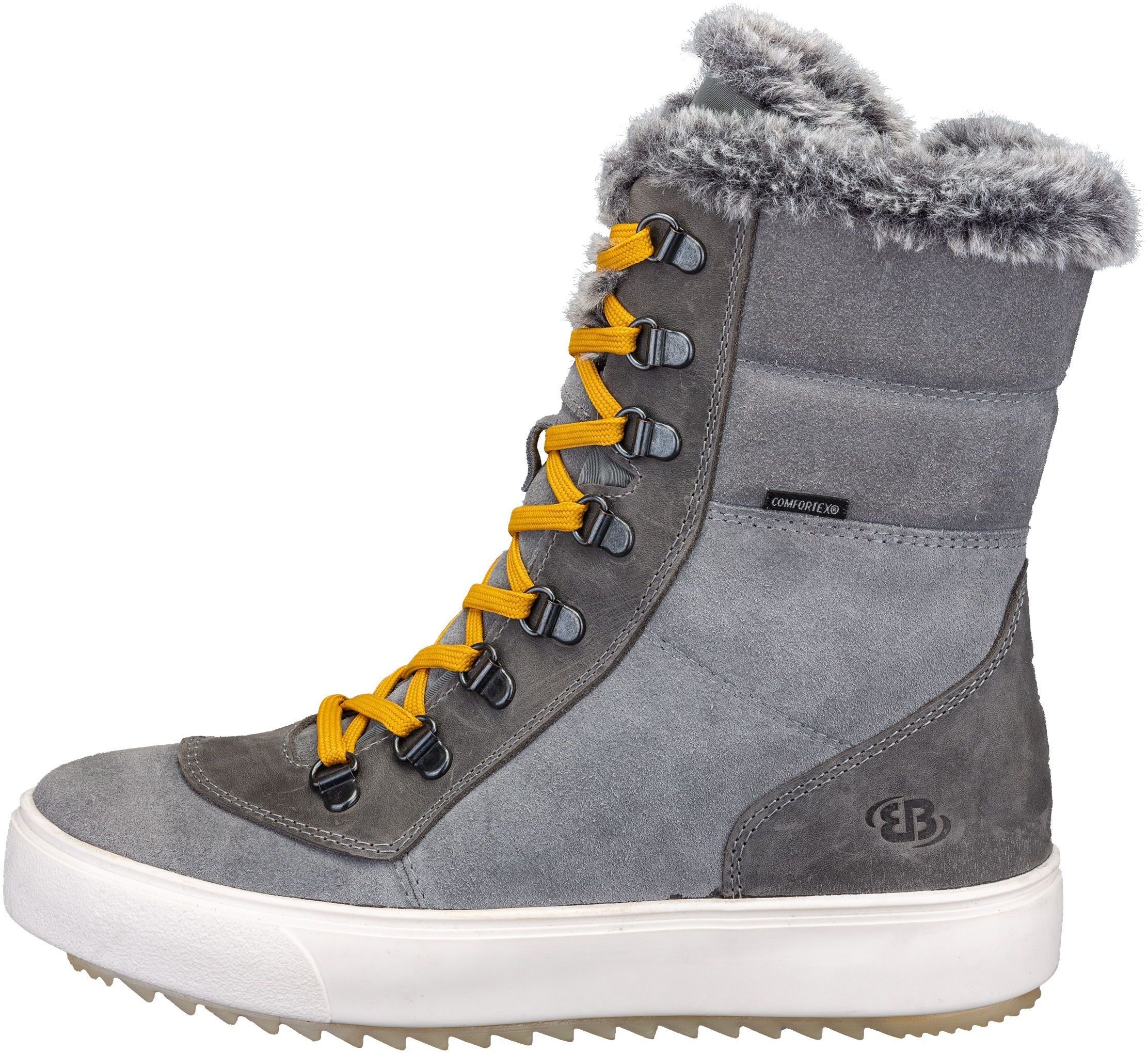 Winterstiefel BRÜTTING "Winterstiefel Sesvenna", Damen, Gr. 36, grau, Veloursleder, Schuhe Winterstiefel grau 36