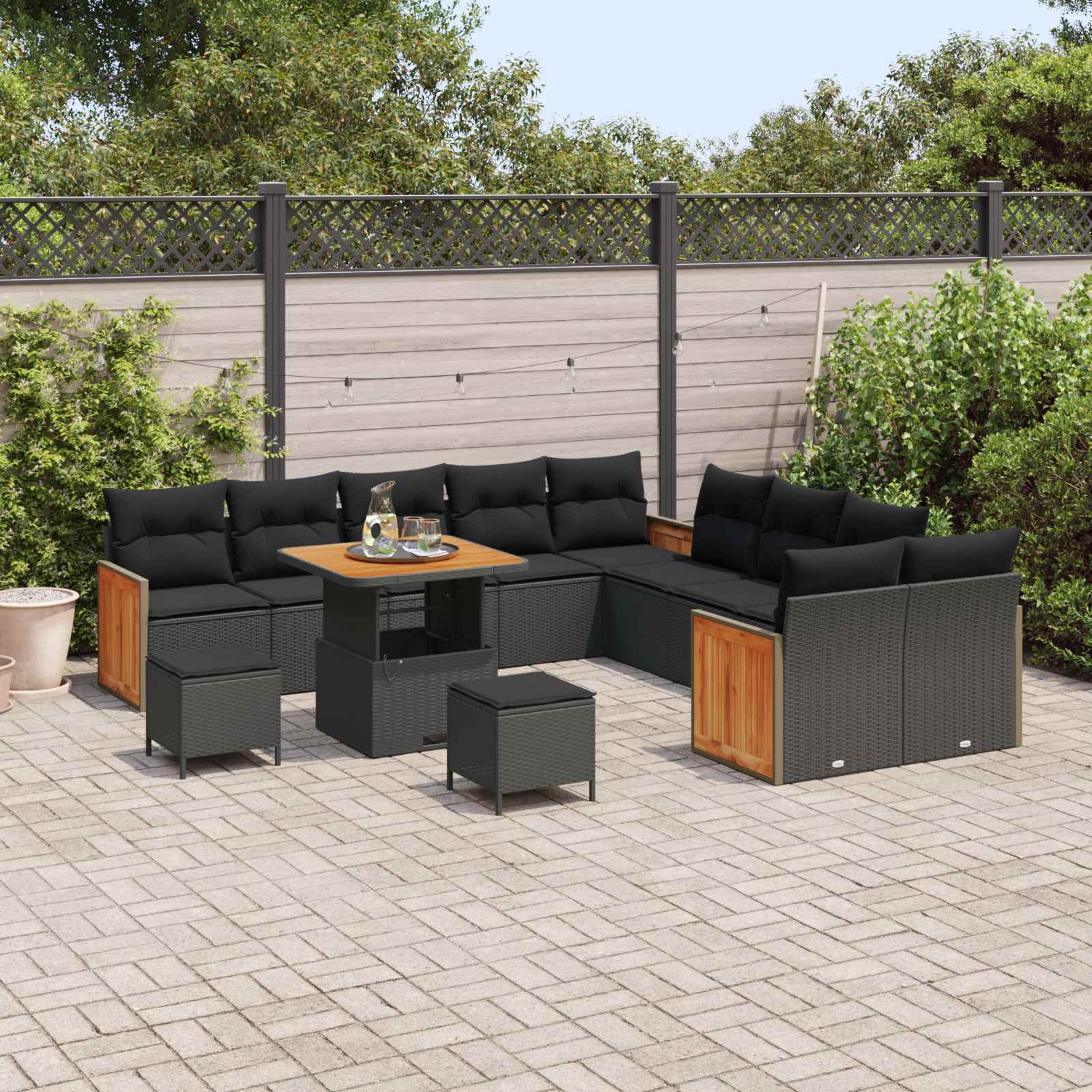 vidaXL Ensemble de canapé de jardin 13 pc 13 place Noir