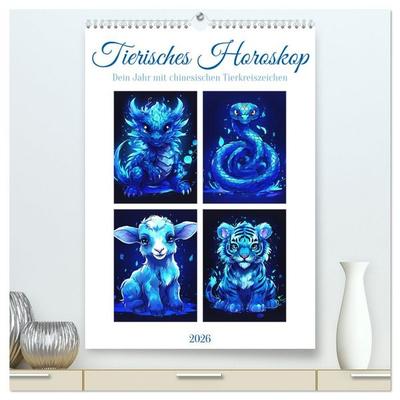 Tierisches Horoskop (hochwertiger Premium Wandkalender 2026 DIN A2 hoch), Kunstdruck in Hochglanz