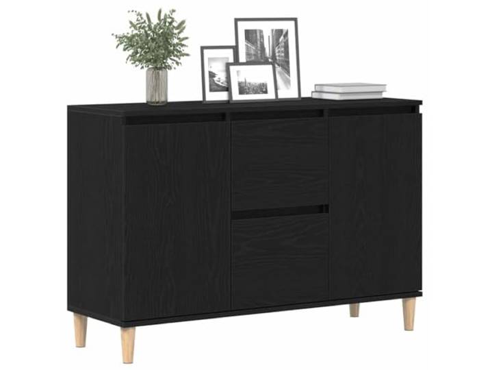 KTHLBRH Sideboard mit Schublade, schwarz, 102 x 35 x 60 cm, mehrschichtiges Glatte Schiebetüren, großer Stauraum, modernes Design, Montage erforderlich
