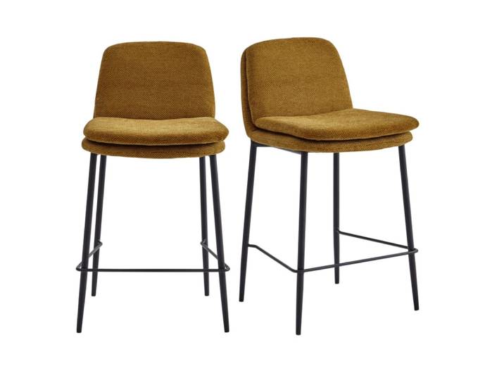 Chaise de bar en tissu luxury moutarde (x2)