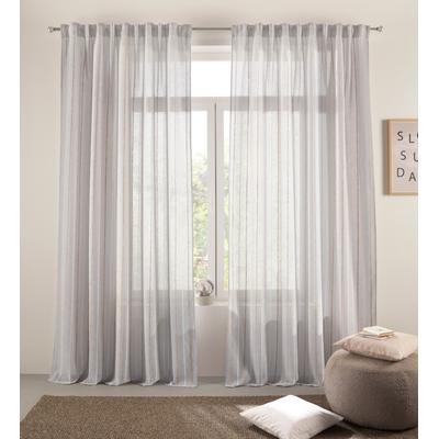 Gardine S.OLIVER "AMEERA" Gr. 4, grau, B:140cm H:245cm, Leinen, Polyester, Viskose, Gardinen, Gardine, mit Leinen, Schal, Wohnzimmer, Schlafzimmer, Vorhang