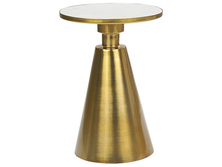 BEISTELLTISCH Metall/Marmor gold/weiß rund 35 cm Andres