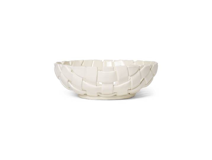 Ferm Living - Corbeille Plait - Blanc - Céramique émaillée - Designer Trine Andersen
