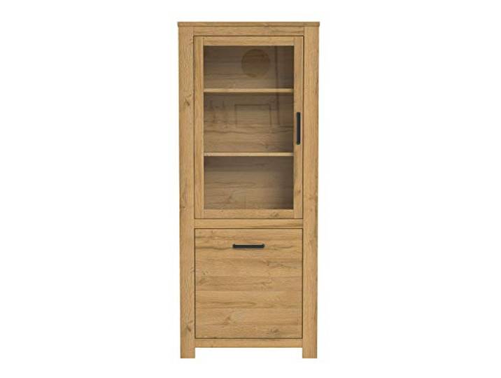 FORTE Havanna Vitrine mit 1 Tür und 1 Glastür, Holzwerkstoff, Alteiche, 77 x 185,3 x 42,2 cm