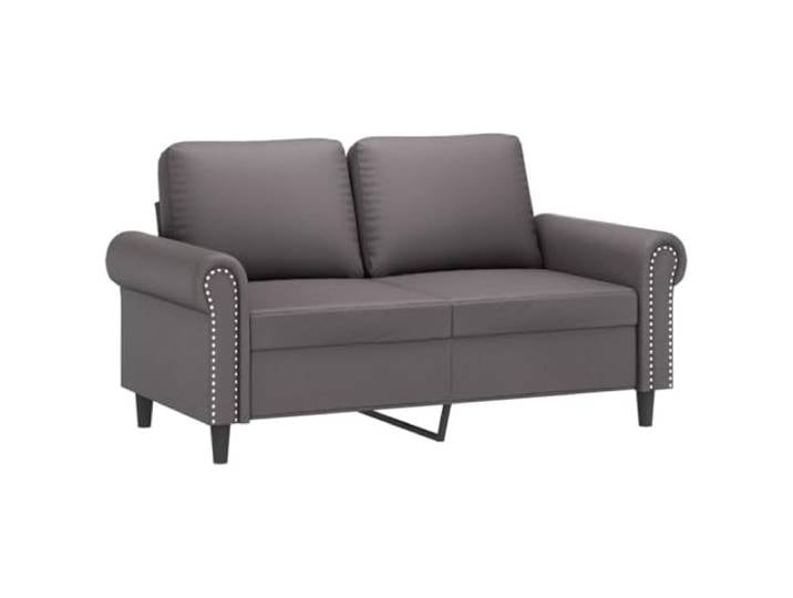 KTHLBRH 3-teiliges Sofaset aus grauem Kunstleder mit Fußstütze 2-Sitzer-Sofa, 4 Kissen, Metallrahmen, einfache Reinigung, für den Hausgebrauch