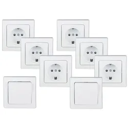 ChiliTec DELPHI Starter-Kit, 16-teilig, weiß 6x Steckdose, 2x Schalter, 8x Rahmen