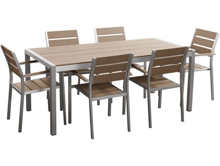BELIANI Gartenmöbel Set Braun Aluminium Kunstholz 6-Sitzer Minimalistisch Terrasse Outdoor