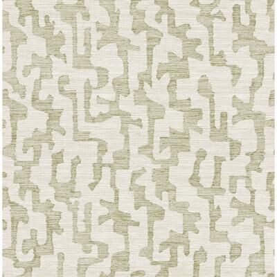 A-Street Prints Cipher Moss Geometric Faux Grasscloth Wallpaper