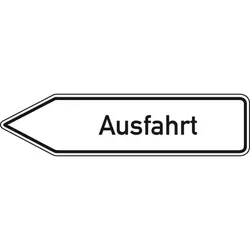 Schild I Wegweiser Ausfahrt, linksweisend, Aluminium RA0, reflektierend, 1400x350mm, DIN 67520