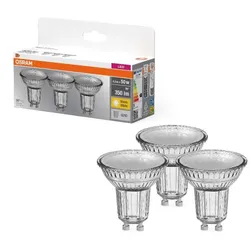 3er-PACK OSRAM PAR16 GU10 LED Strahler 4.3W=50W 36° warmweiss GLAS