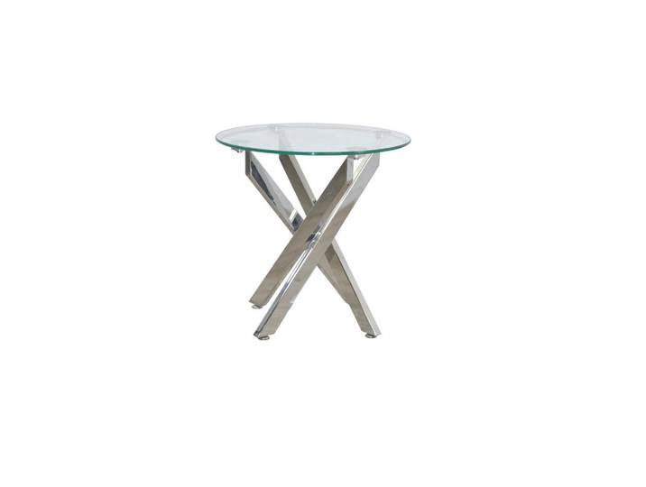 Mid.you Beistelltisch, Chrom, Metall, Glas, Uni, rund, X-Form, 45x45x45 cm, einfacher Aufbau, Wohnzimmer, Wohnzimmertische, Beistelltische, Beistelltische Metall