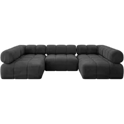 WOHNLANDSCHAFT modulares Sofa Garvo-U1 - 285x190x70 cm Schwarz Velours