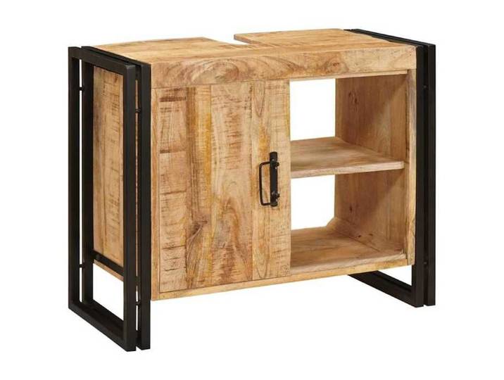 Meuble sous évier - - bois de mangue massif - marron - 1 porte - 1 étagère - 71 x 33 x 58 cm 365ixu73r