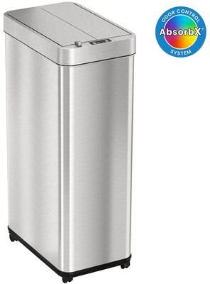 iTouchless 18 Gallon / 68 Liter Wings Lid Sensor Kitchen Trash Can with Wheels and Dual Odor Filters
