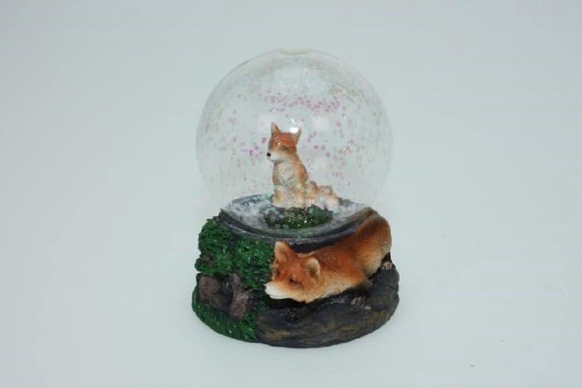 Glitterbol Vos Bruin - Decoratie voor op tafel - Klassieke stijl - 6,5 cm