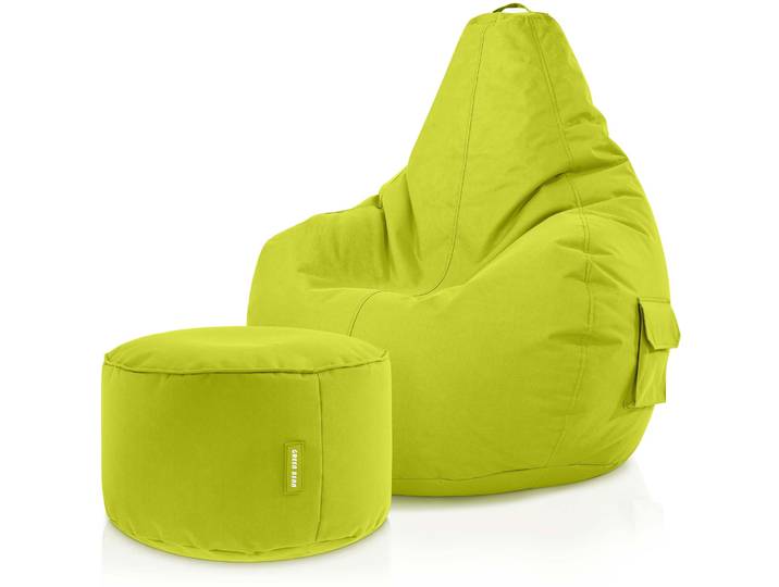 Gaming Sitzsack + Pouf Cozy im Set aus PVC - Hellgrün