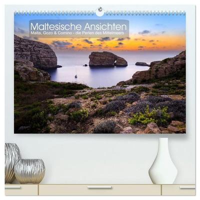 Maltesische Ansichten (hochwertiger Premium Wandkalender 2027 DIN A2 quer), Kunstdruck in Hochglanz