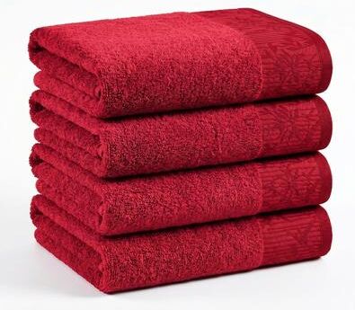 Superior Wisteria Cotton 4-Piece Bath Towel Set - Floral Jacquard Border Full Body Bath Towels