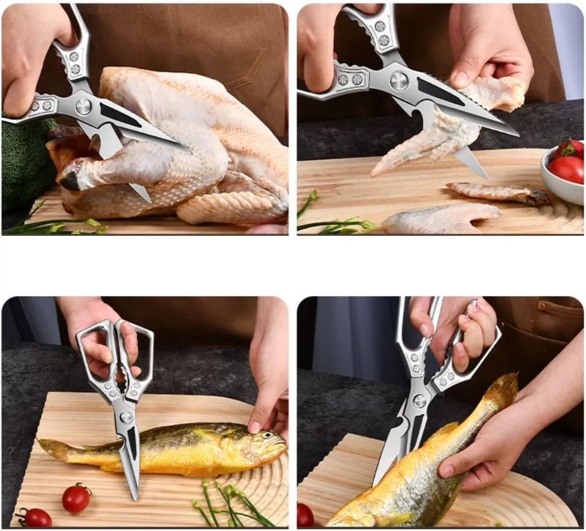 INF Edelstahl-Küchen-Knochenschere – Schwerlast, multifunktional für Geflügel, Fleisch und Fisch, für den Hausgebrauch