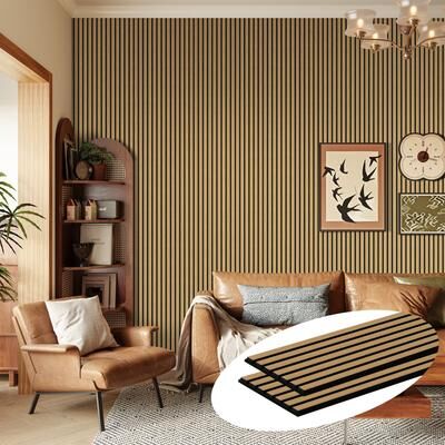 Yvanla 2Pcs Wood Slat Acoustic Wall Panels