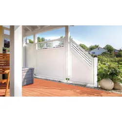 Kunststoffzaun Würzburg 180 x 90 cm – Sichtschutzzaun aus PVC, Holzoptik – modernes Zaunelement – idealer Zaun für Garten & Terrasse