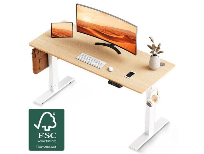 Bureau assis-debout électrique - HOMAVO - HOMAVO - 140x70 cm - Hauteur 70-119 cm - USB-A & Type-C