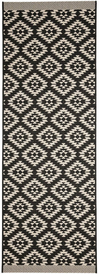 Natur Pur Brookmont Geometric Dhurrie Indoor / Outdoor Black Runner 67 x 300 cm