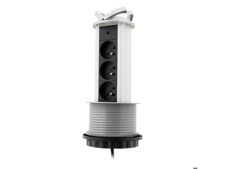 Bloc multiprise encastrable 3 prises 16A 2P+T Ø100mm - Gris - Otio