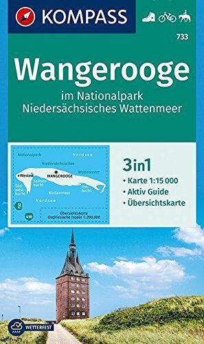 KOMPASS-Karten GmbH - Wangerooge im Nationalpark NIedersächsisches Wattenmeer: 3in1 Wanderkarte 1:15000 mit Aktiv Guide und Übersichtskarte. Fahrradfahren. Reiten. (KOMPASS-Wanderkarten, Band 733) - Preis vom 11.10.2026 03:10:56 h