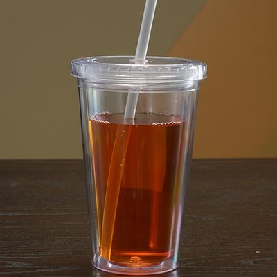 Uplifted Trends Clear Tumbler With Straw Double Wall Plastic Travel Tea Cup Clear Tumbler With Straw Double Wall Plastic Travel Tea Cup
