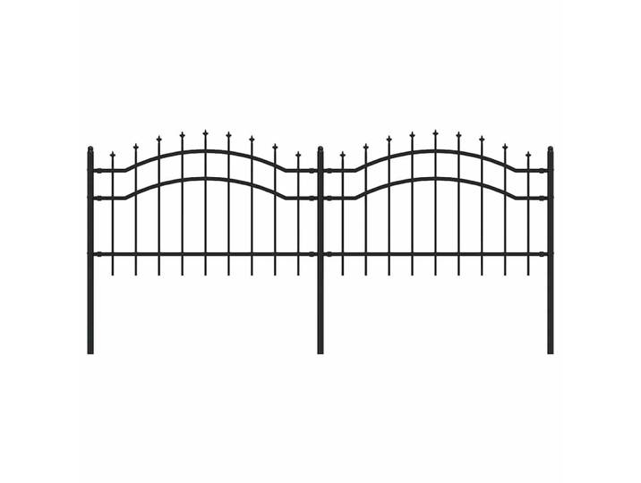 vidaXL Gartenzaun Mit Speerspitze Schwarz 240/75 Cm Stahl, Metall, 5x115 cm, Gartenzubehör