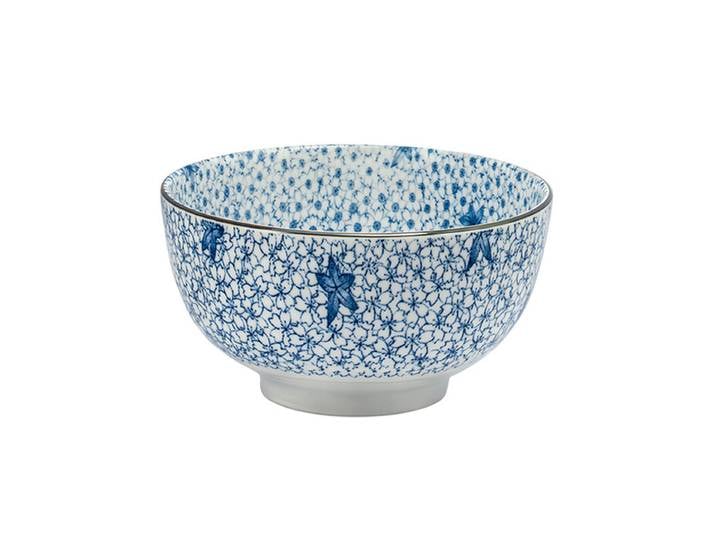 MINOYAKI, Bol à ramen japonais 6,2 , Bol à soupe de nouilles en porcelaine fleur de cerisier sakura bleu, Bol à udon donburi, Lot de 1
