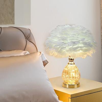 rosa feder nachttischlampe luxus lichterkette feder nachttisch lampenschirm feder tischlampe schreibtisch lampenschirm für wohnzimmer schlafzimmer esszimmer