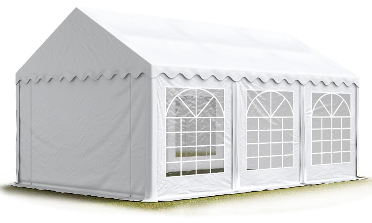 TOOLPORT Partyzelt Festzelt 4x6 m Garten-Pavillon PVC Plane 700 N in weiß Wasserdicht