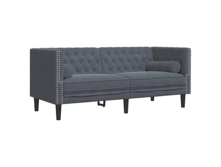 IBUQDDV Sofa Dunkelgrau 174 x 74,5 x 70,5 cm Samt Samtsofa,Chesterfield-Stil,Knopfheftung,gerollte Arme,gestylte