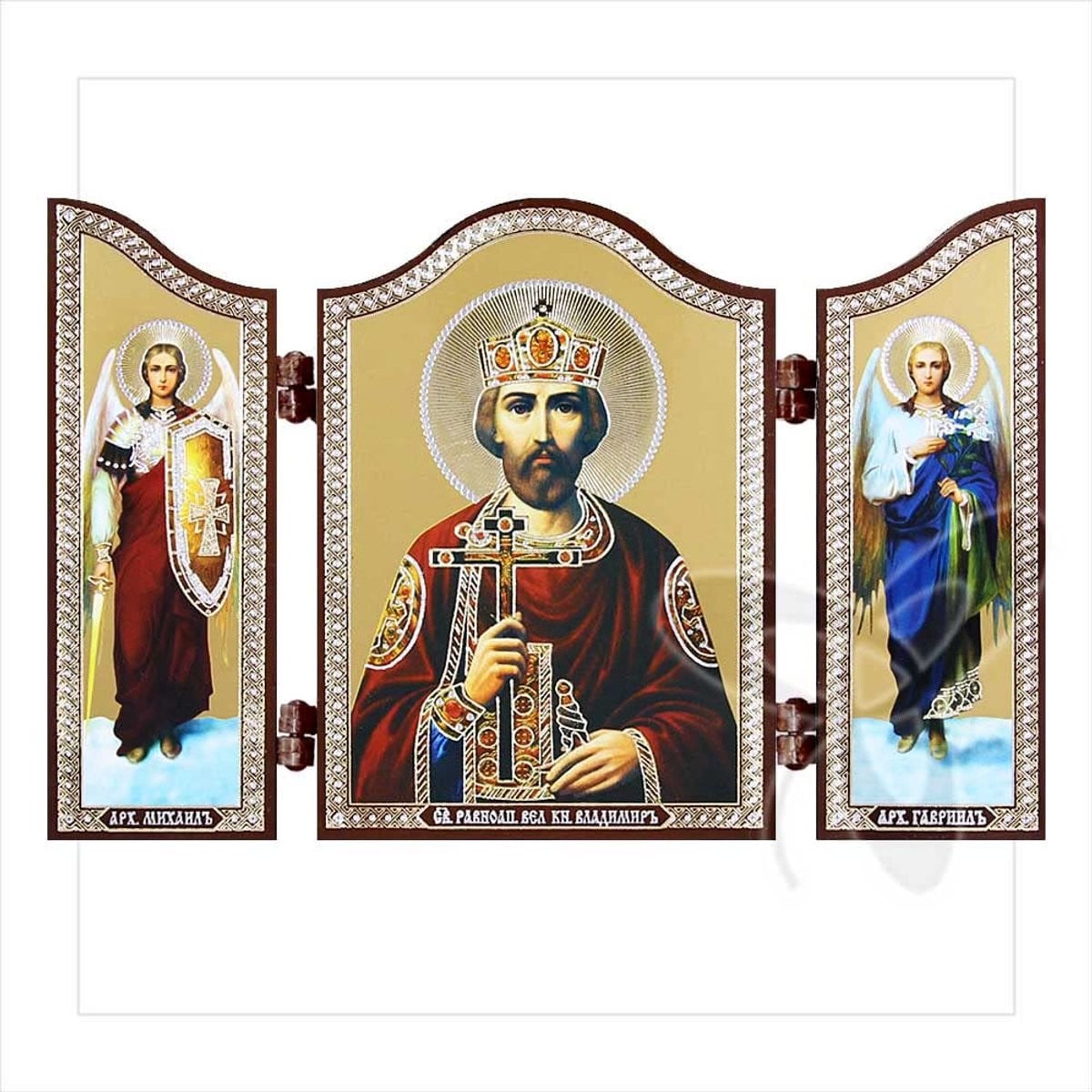 Christelijk icoon triptychon van MDF voor op tafel, 13 x 8 cm