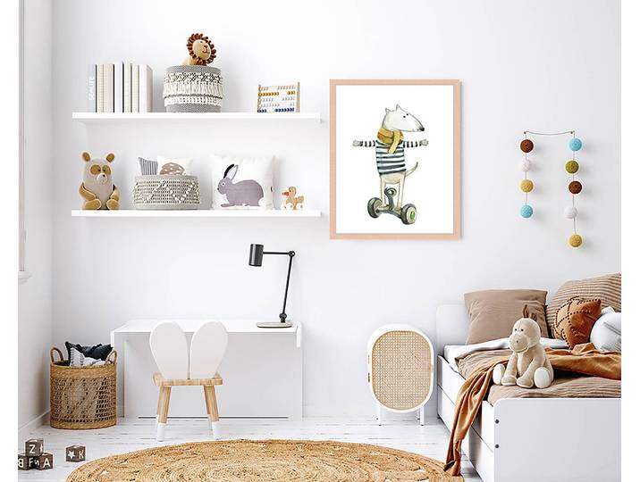 Bild Grey Smiling Dog 43 x 53cm Multicolor