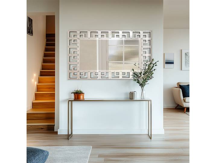 Miroir mural sans cadre LUVODI, argenté poli, design ajouré pour salon, décoration murale pour la maison