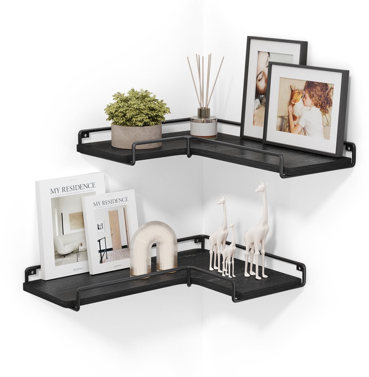Vasagle Set van 2 L-vormige Hoekplanken voor Wandmontage in Industrieel Design
