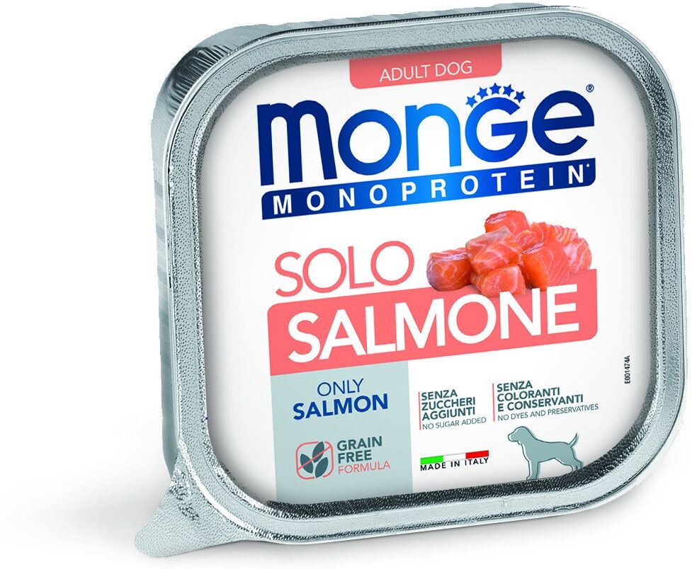 Monge Monoprotein Paté Adult solo Salmone 150 g Alimento Umido per Cani Adulti
